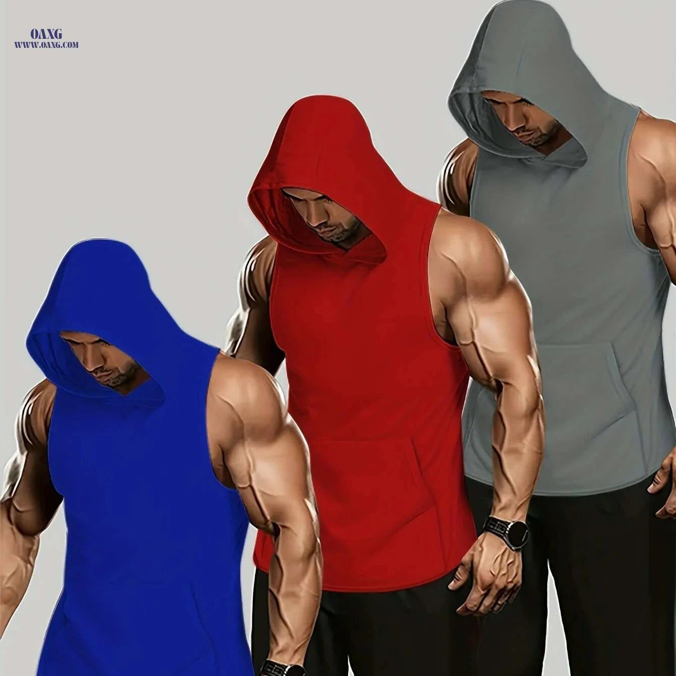 N20131 Hooded Vest Set - Casual Wear with Slight Stretch Fabric   OAXG 