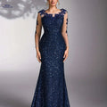Navy Blue Sequin-Embellished Bridesmaid Dress - Elegant Date Night   OAXG 