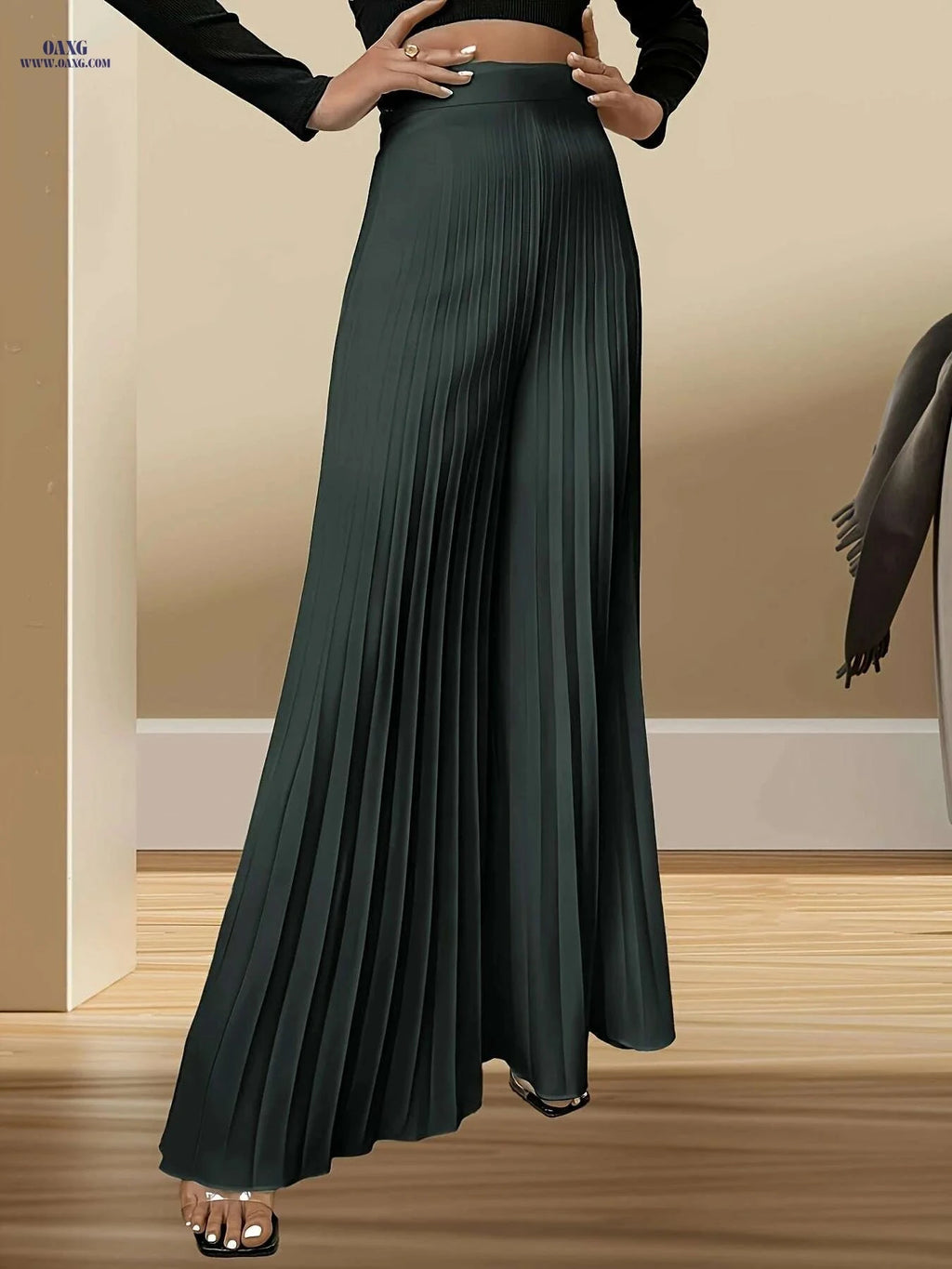 New Fashion Casual Women's Trousers - Wide Leg, Semi-Sheer Style   OAXG 