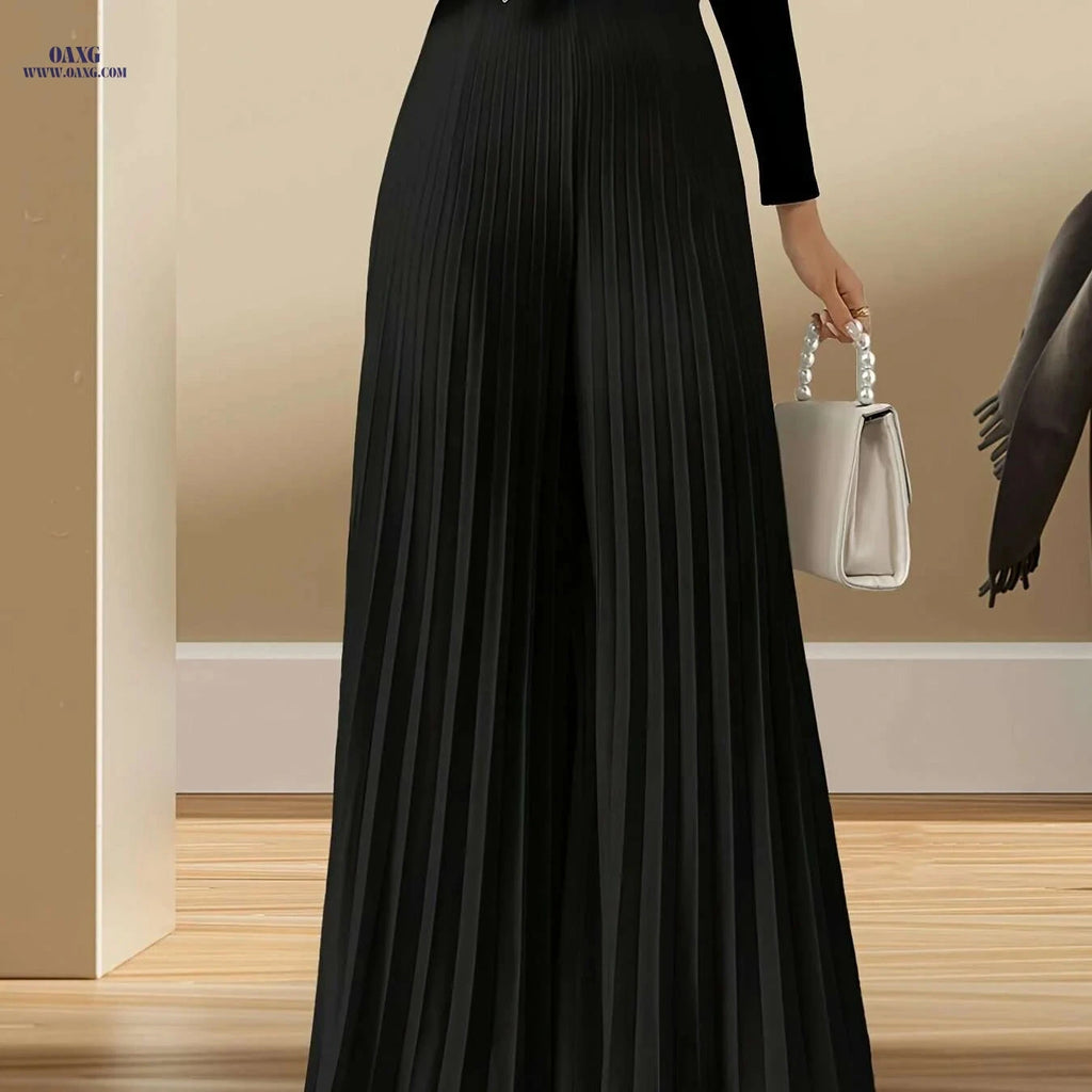 New Fashion Casual Women's Trousers - Wide Leg, Semi-Sheer Style   OAXG 
