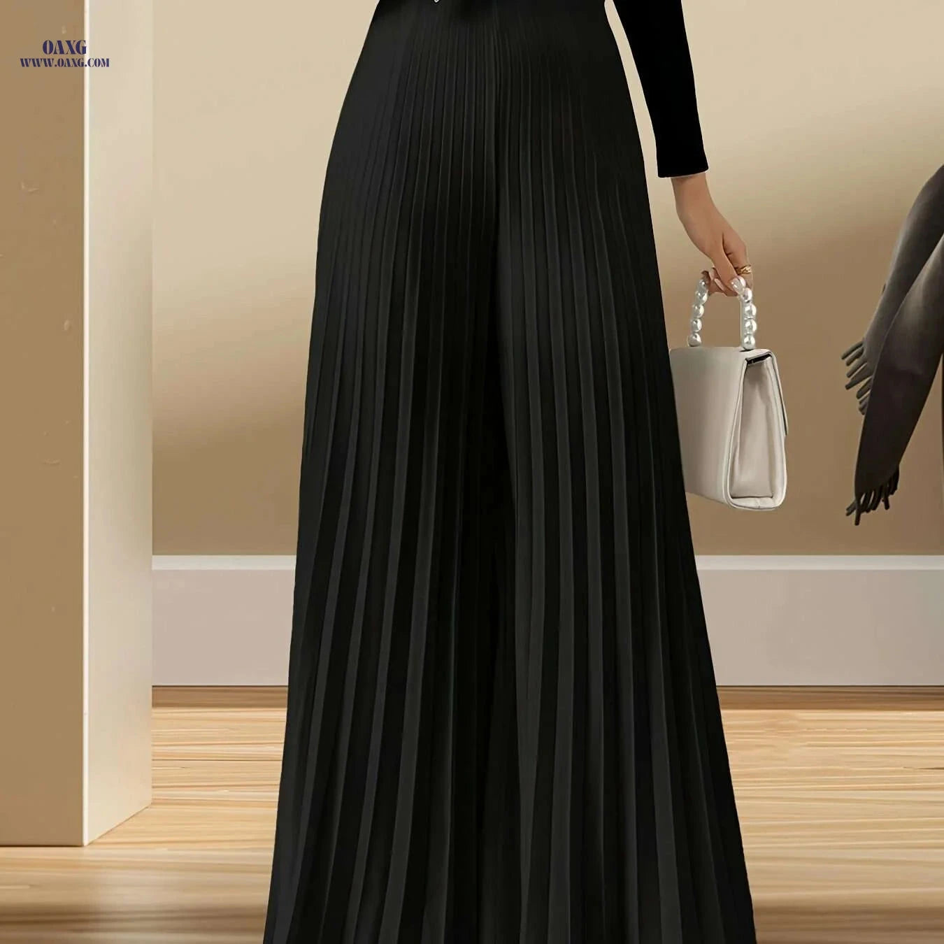 New Fashion Casual Women's Trousers - Wide Leg, Semi-Sheer Style   OAXG 