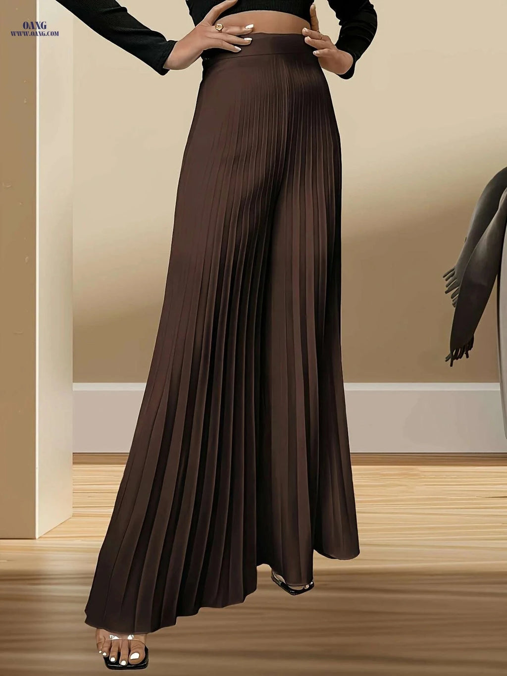 New Fashion Casual Women's Trousers - Wide Leg, Semi-Sheer Style   OAXG 