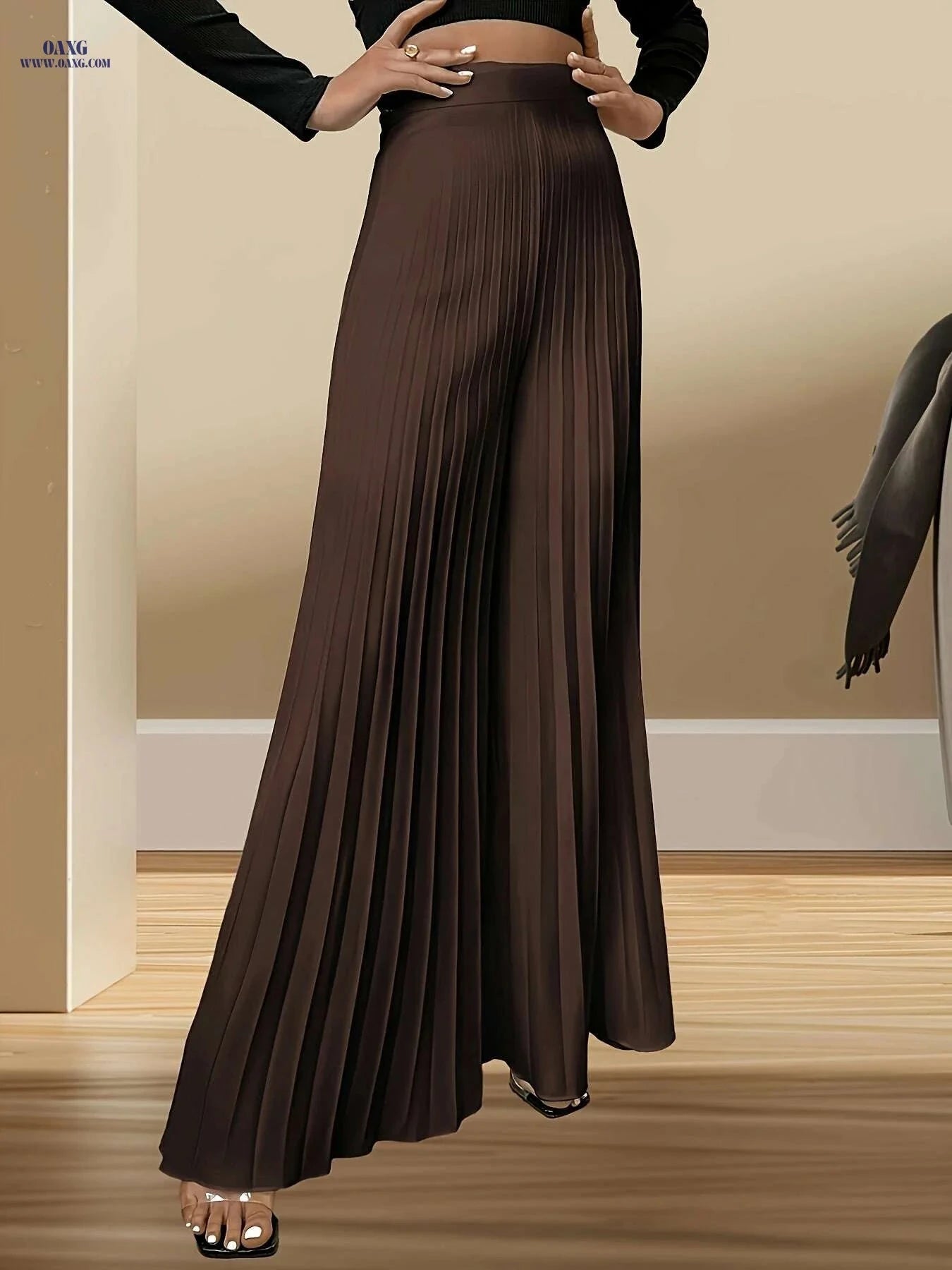 New Fashion Casual Women's Trousers - Wide Leg, Semi-Sheer Style   OAXG 