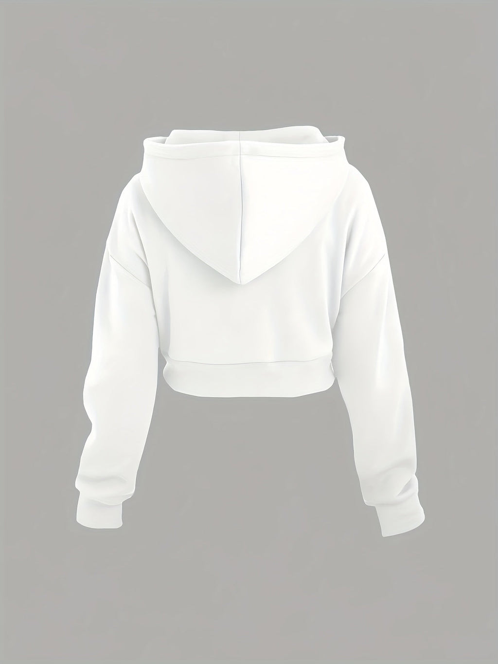 New Fashion Women's Solid White Cropped Casual Sport Hoodie Sweatshirt   OAXG White / S