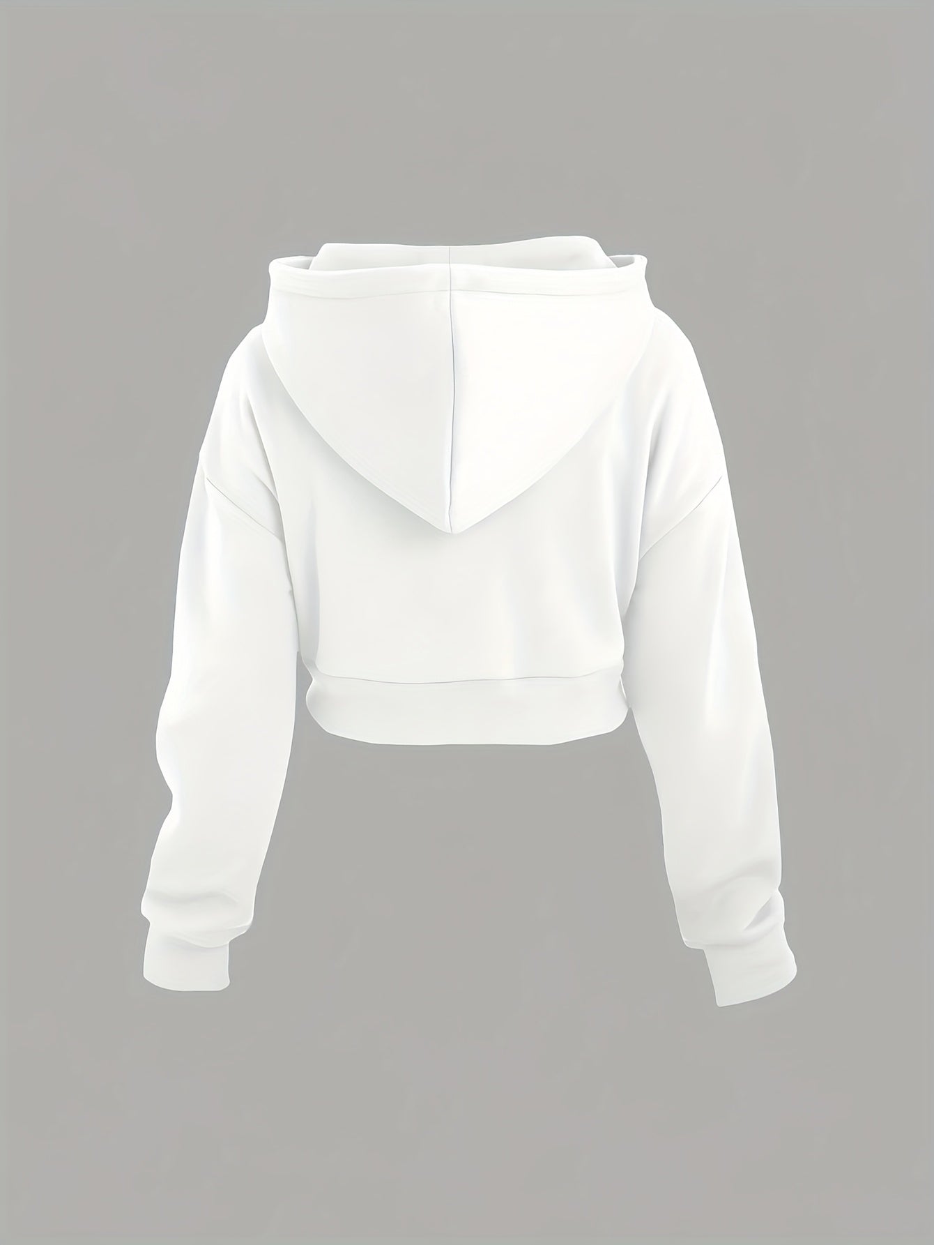 New Fashion Women's Solid White Cropped Casual Sport Hoodie Sweatshirt   OAXG White / S