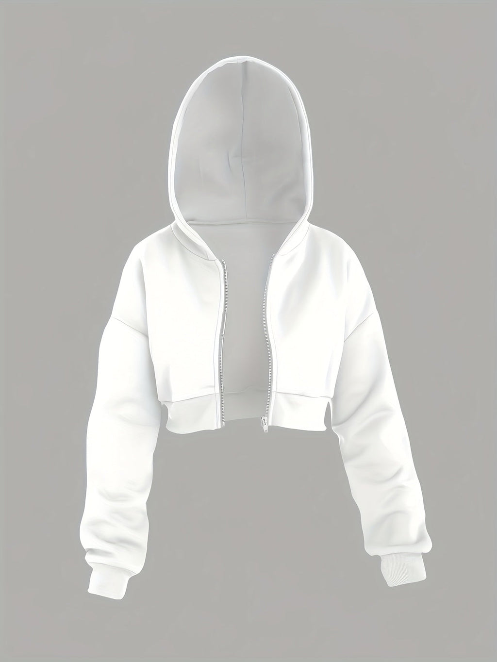 New Fashion Women's Solid White Cropped Casual Sport Hoodie Sweatshirt   OAXG White / S