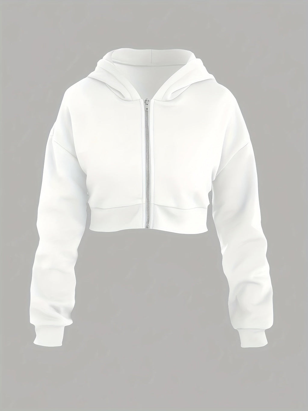 New Fashion Women's Solid White Cropped Casual Sport Hoodie Sweatshirt   OAXG White / S
