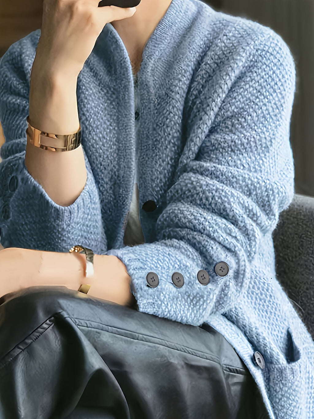 New Style Loose Thick Sweater Top Coat Stand Collar Fashion Long Sleeve Warm Outerwear   OAXG 