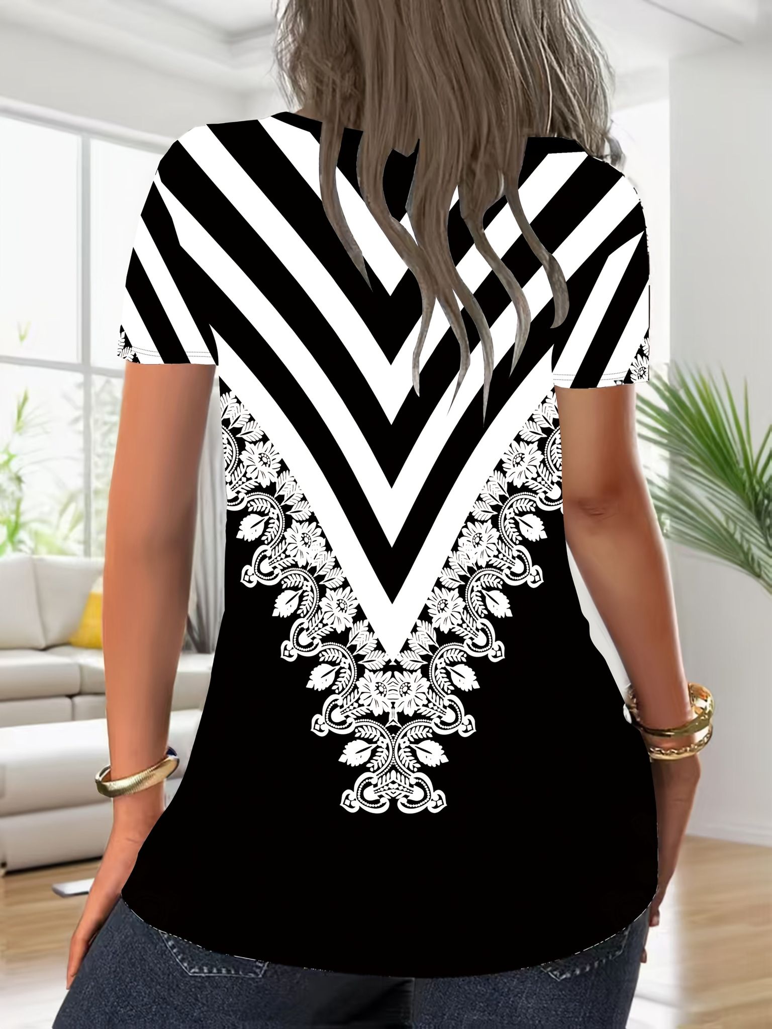 New Women'S Zip Short-Sleeve T-Shirt   OAXG White / S