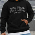 NEW YORK Geometric Print Hoodie - Cozy Men's Casual Sweatshirt   OAXG 