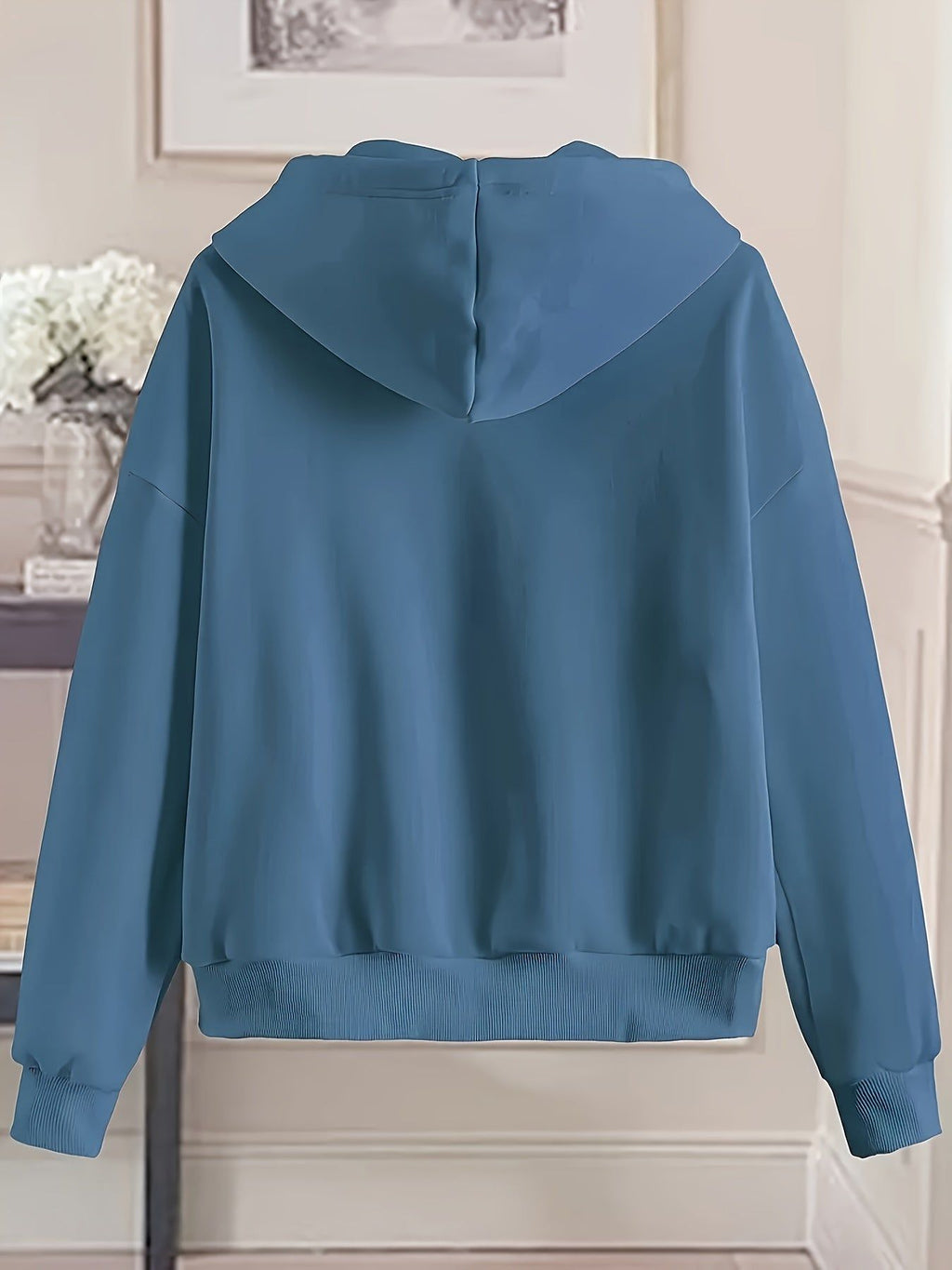 New York Letter Print Women's Casual -Lined Pocket Drawstring Zip-Up Versatile Autumn/Winter Sports Sweatshirt Jacket   OAXG White / S