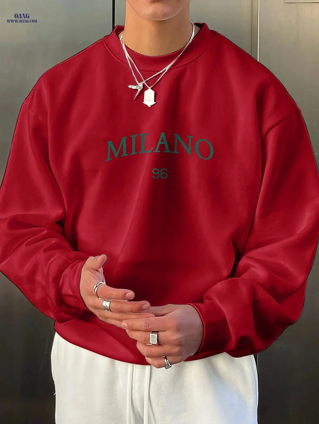 Niuwang Men's Milan Print Sweatshirt - Casual Round Neck Style   OAXG 