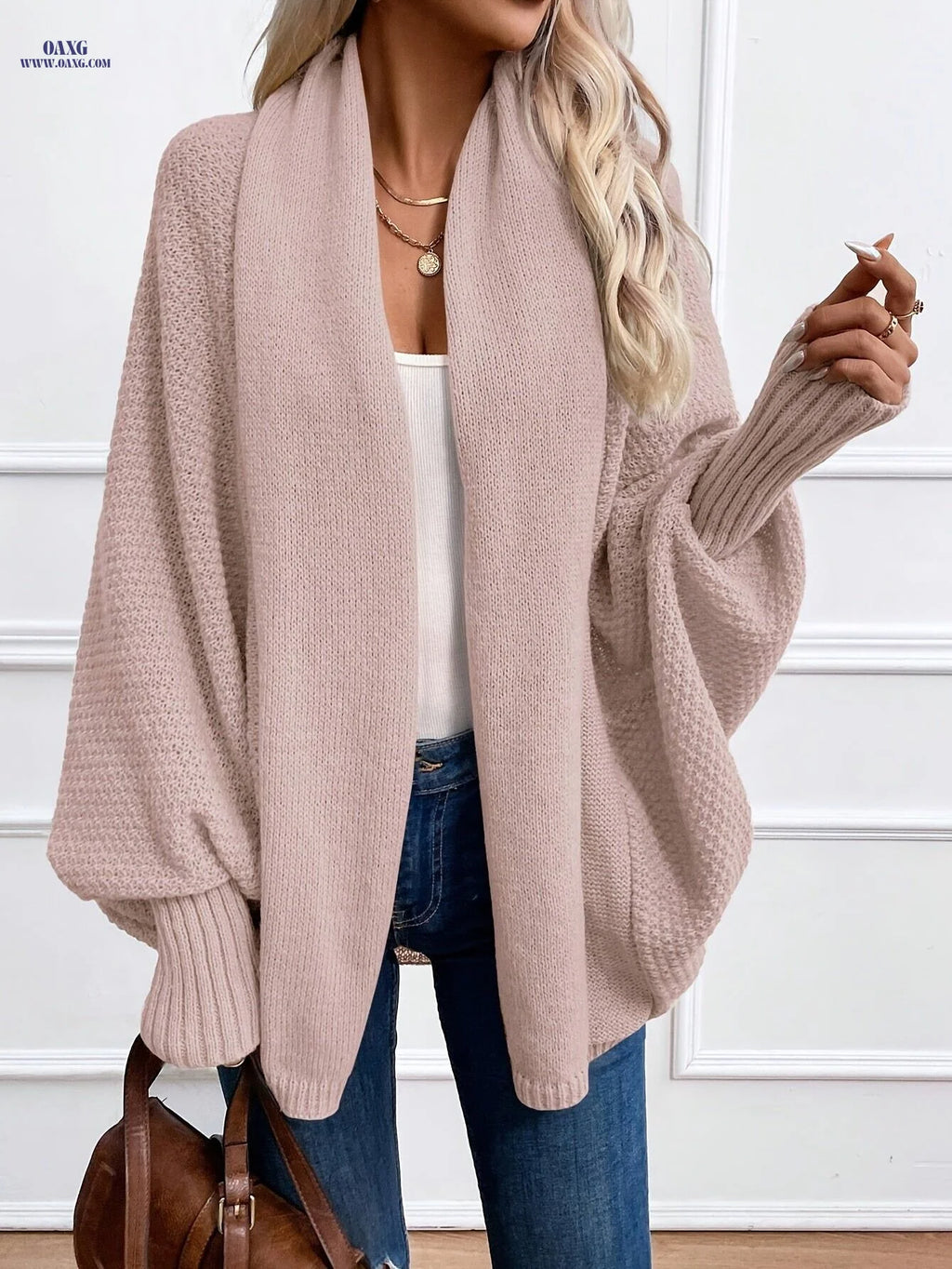 Batwing Sleeve Open Front Cardigan   OAXG Black / S