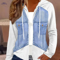 OAXG Casual Hooded Jacket - All Over Print, 100% Polyester Design   OAXG Blue / S