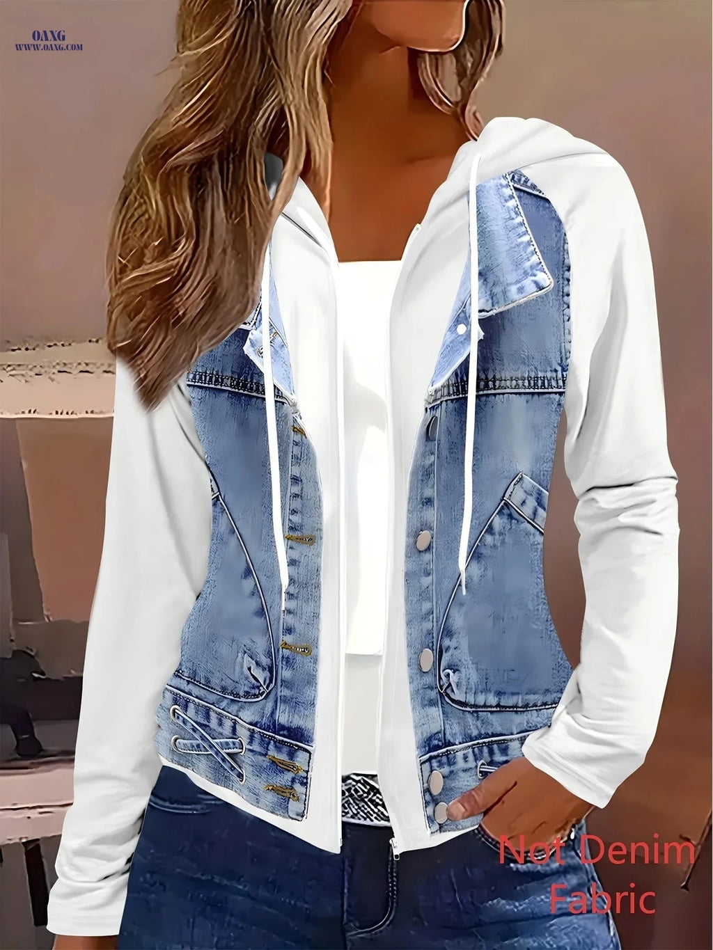 OAXG Casual Printed Hoodie Jacket - Spring/Fall Micro Elasticity   OAXG 