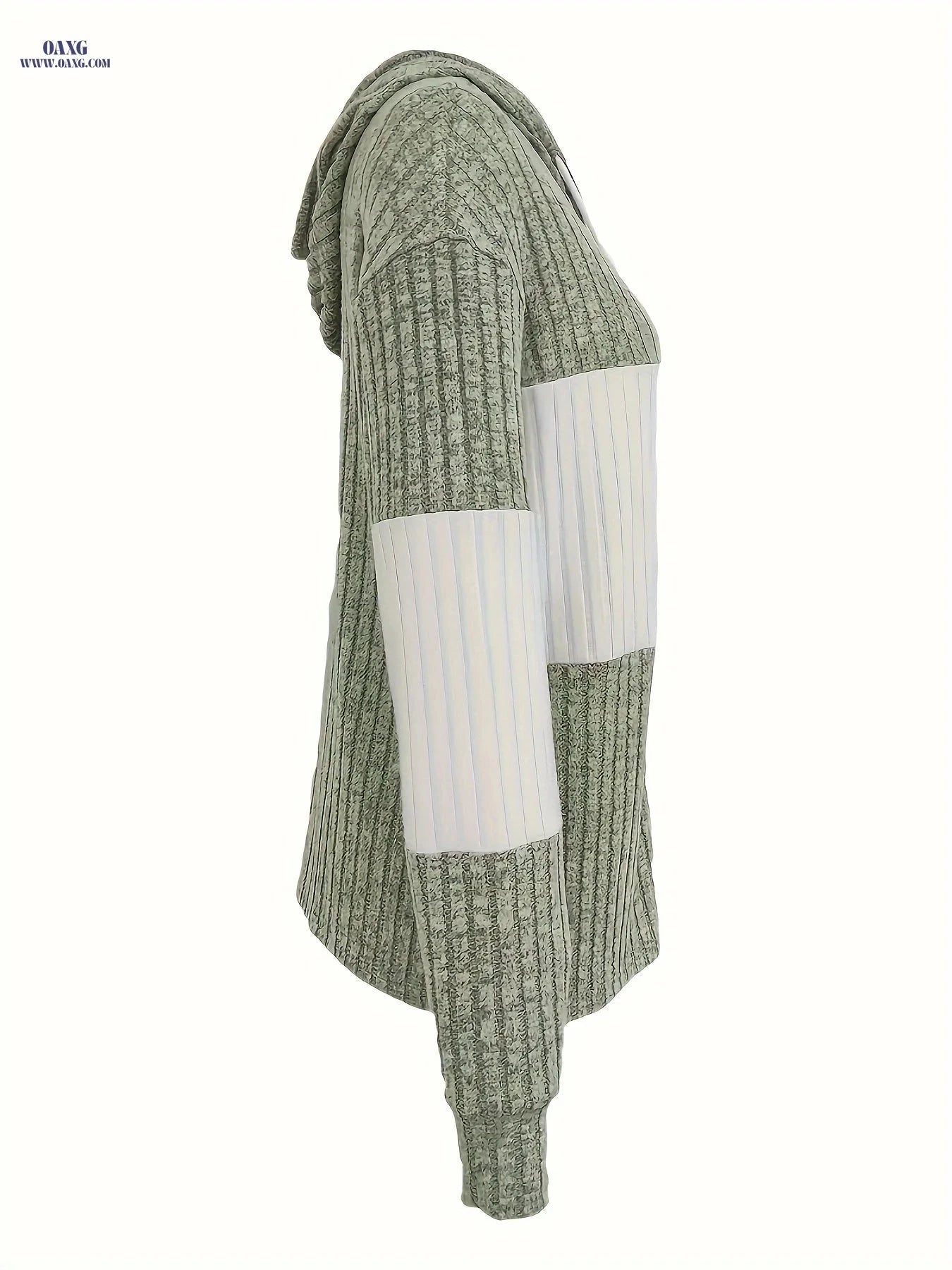 OAXG Casual Striped Patchwork Zipper Hoodie - Color Block Design   OAXG 