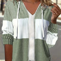 OAXG Casual Striped Patchwork Zipper Hoodie - Color Block Design   OAXG 