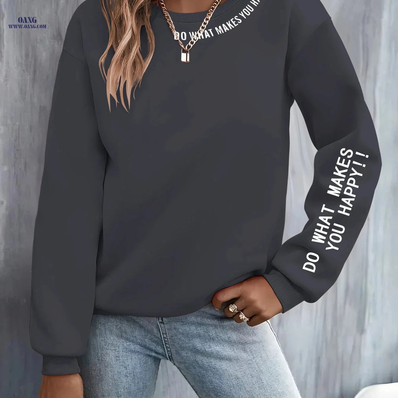OAXG Casual Women's Hoodie - "Do What Makes You Happy" Print   OAXG 