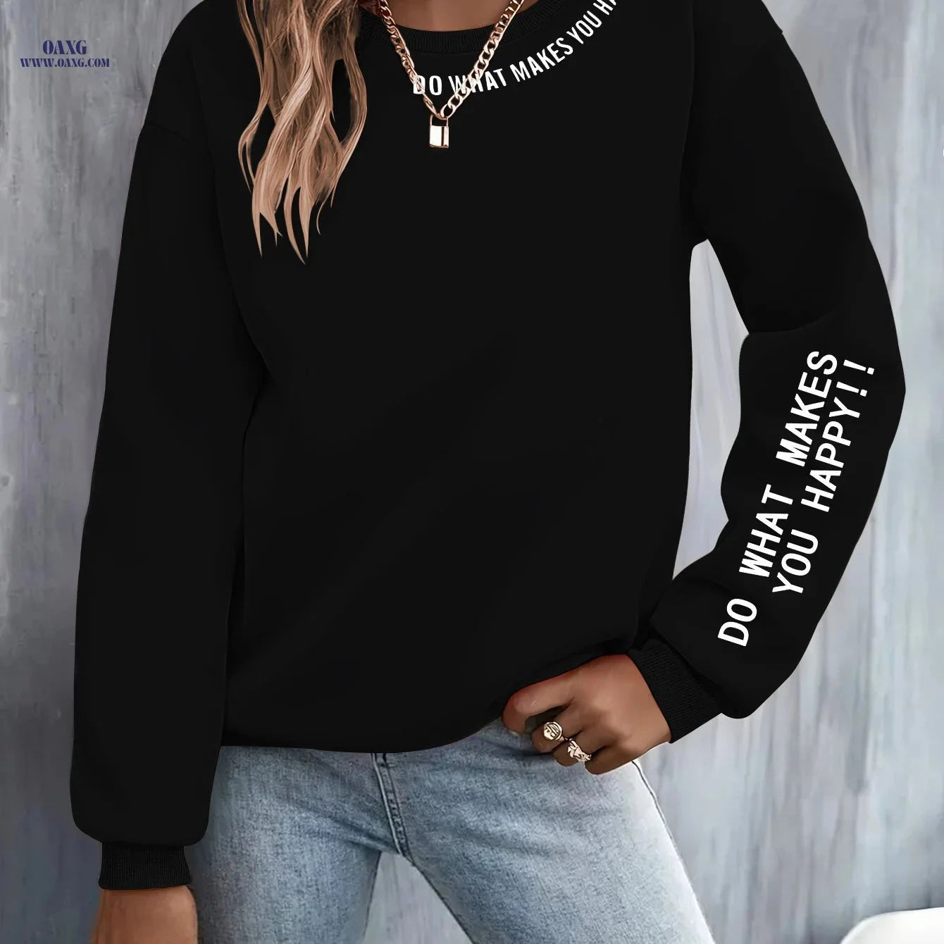 OAXG Casual Women's Hoodie - "Do What Makes You Happy" Print   OAXG 