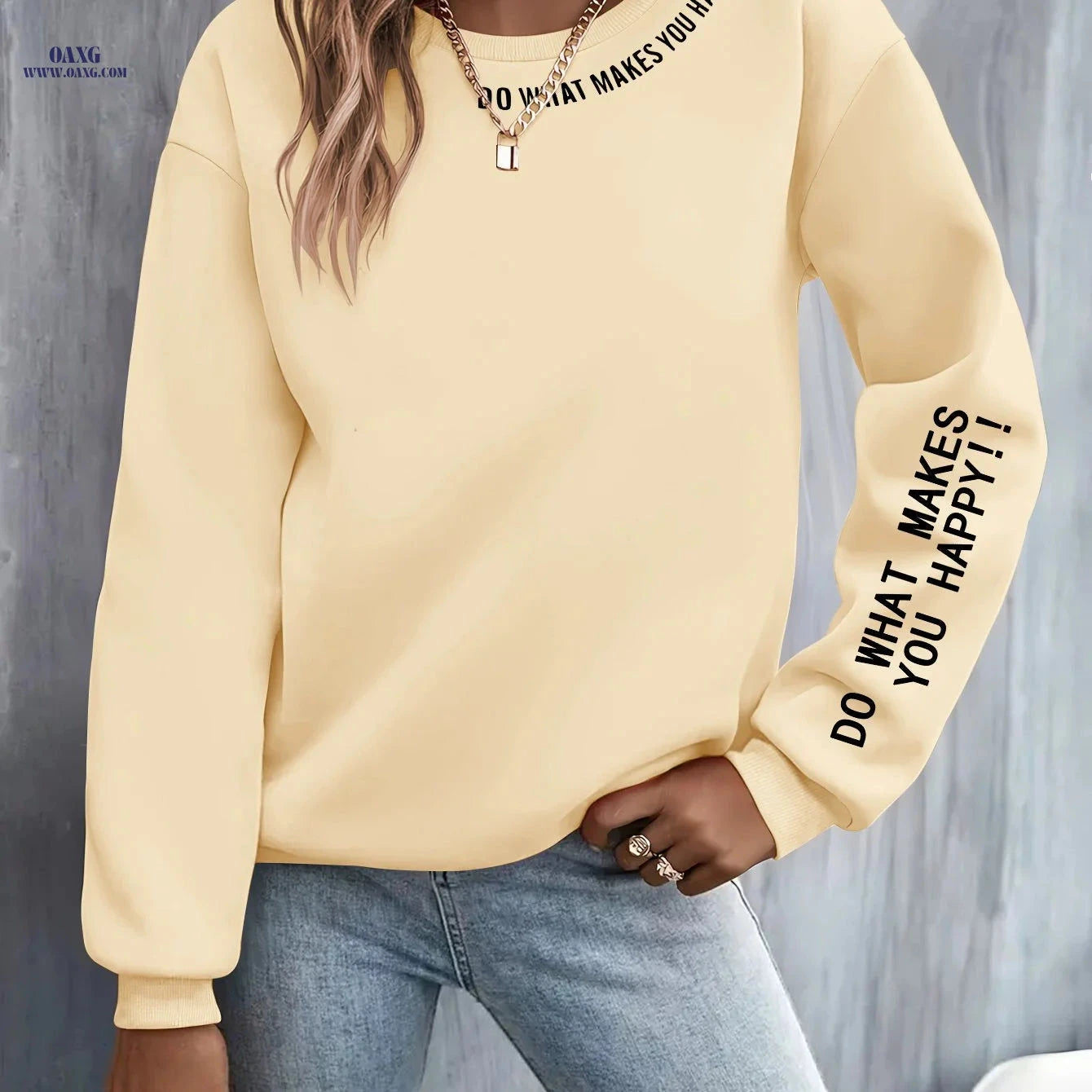 OAXG Casual Women's Hoodie - "Do What Makes You Happy" Print   OAXG 