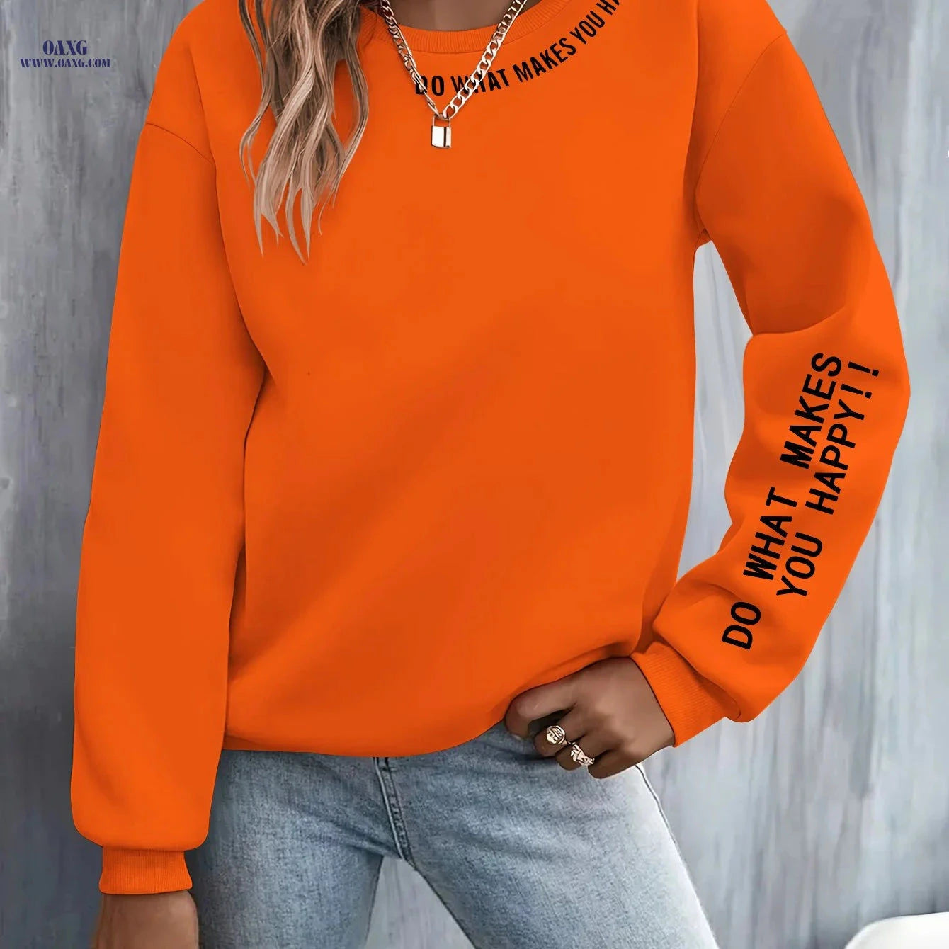 OAXG Casual Women's Hoodie - "Do What Makes You Happy" Print   OAXG 
