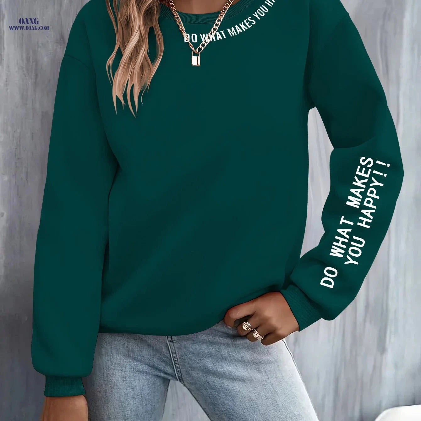 OAXG Casual Women's Hoodie - "Do What Makes You Happy" Print   OAXG 