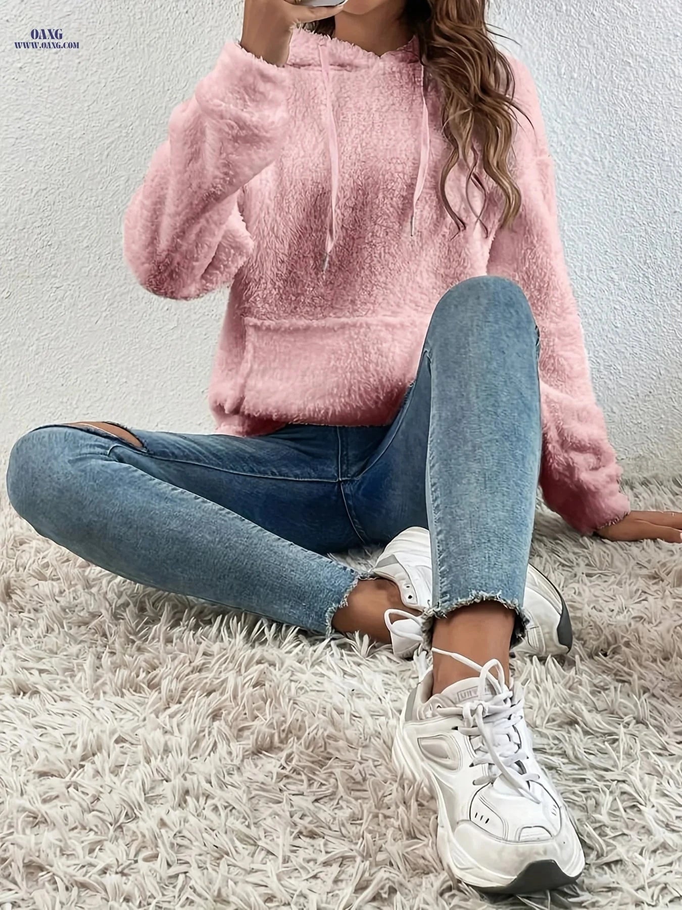 OAXG Casual Women's Hoodie with Kangaroo Pocket & Drawstring Hood   OAXG 