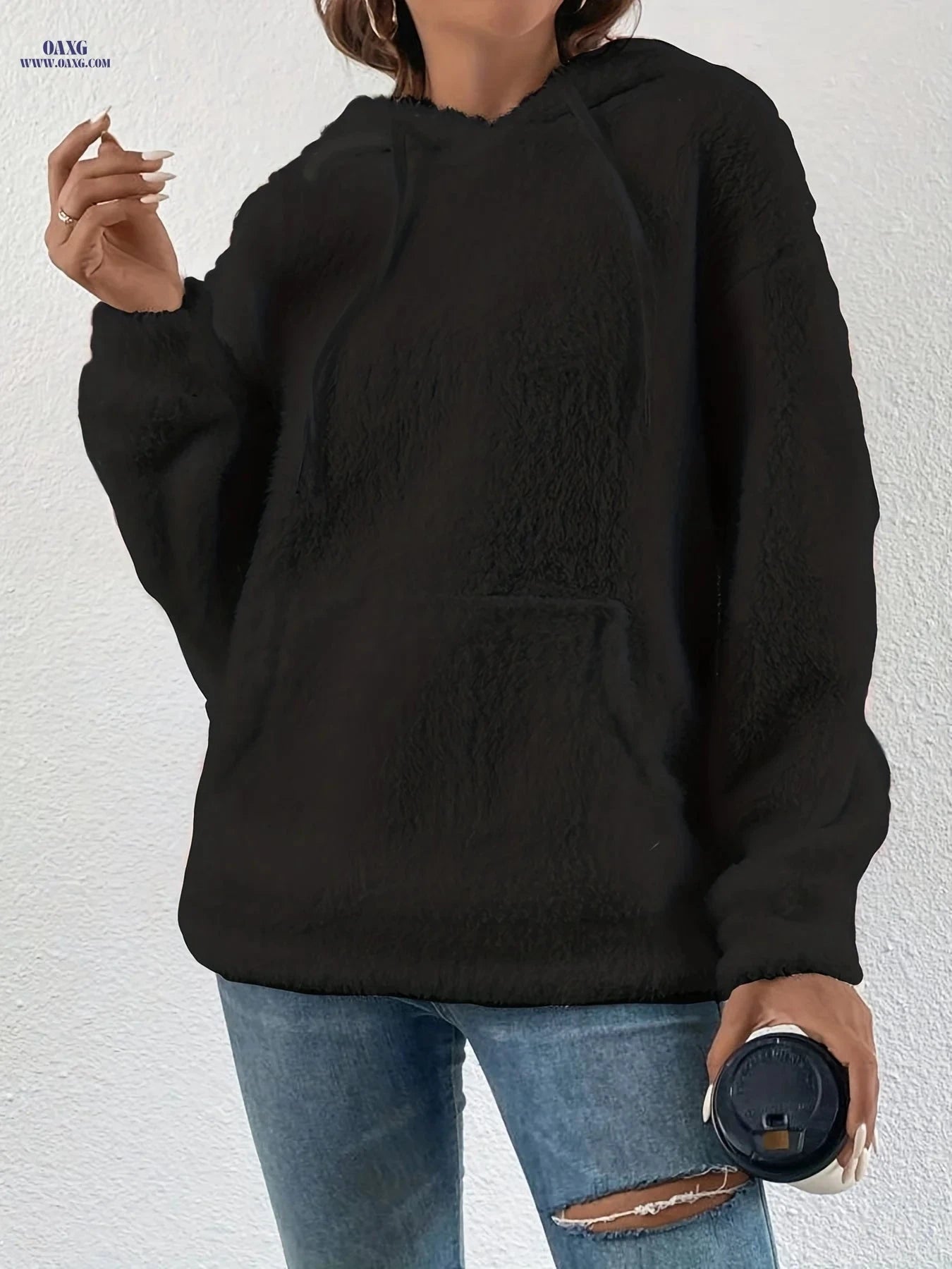 OAXG Casual Women's Hoodie with Kangaroo Pocket & Drawstring Hood   OAXG 