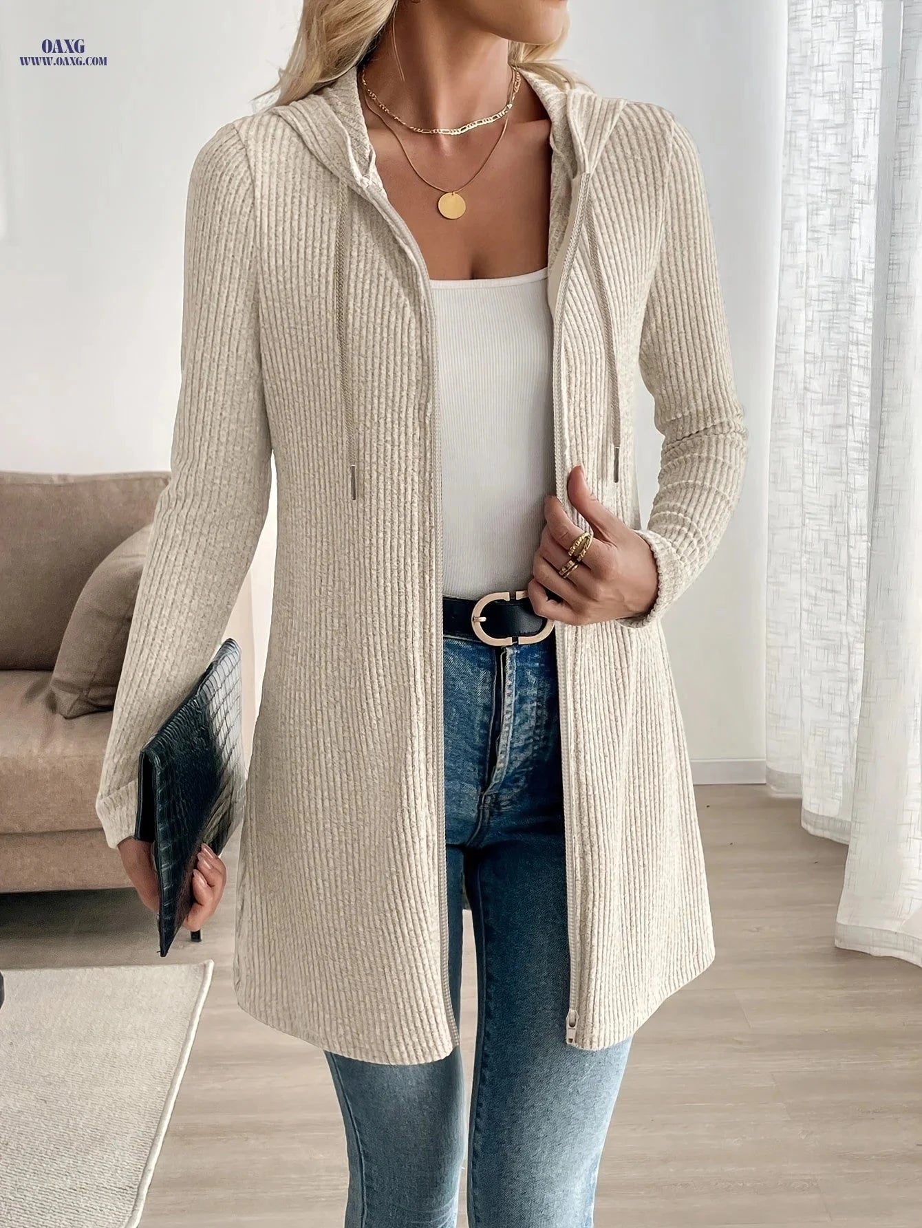 OAXG Casual Zip-Up Hooded Sweatshirt Jacket for Fall & Winter   OAXG 