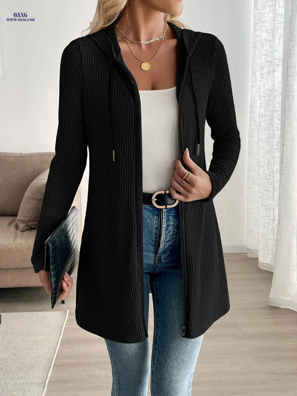 OAXG Casual Zip-Up Hooded Sweatshirt Jacket for Fall & Winter   OAXG 