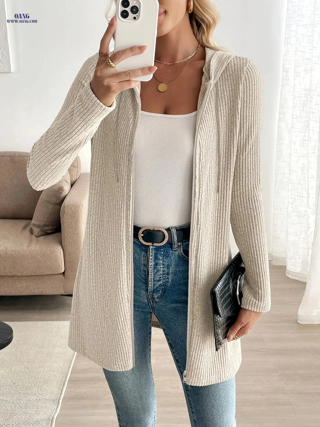 OAXG Casual Zip-Up Hooded Sweatshirt Jacket for Fall & Winter   OAXG 