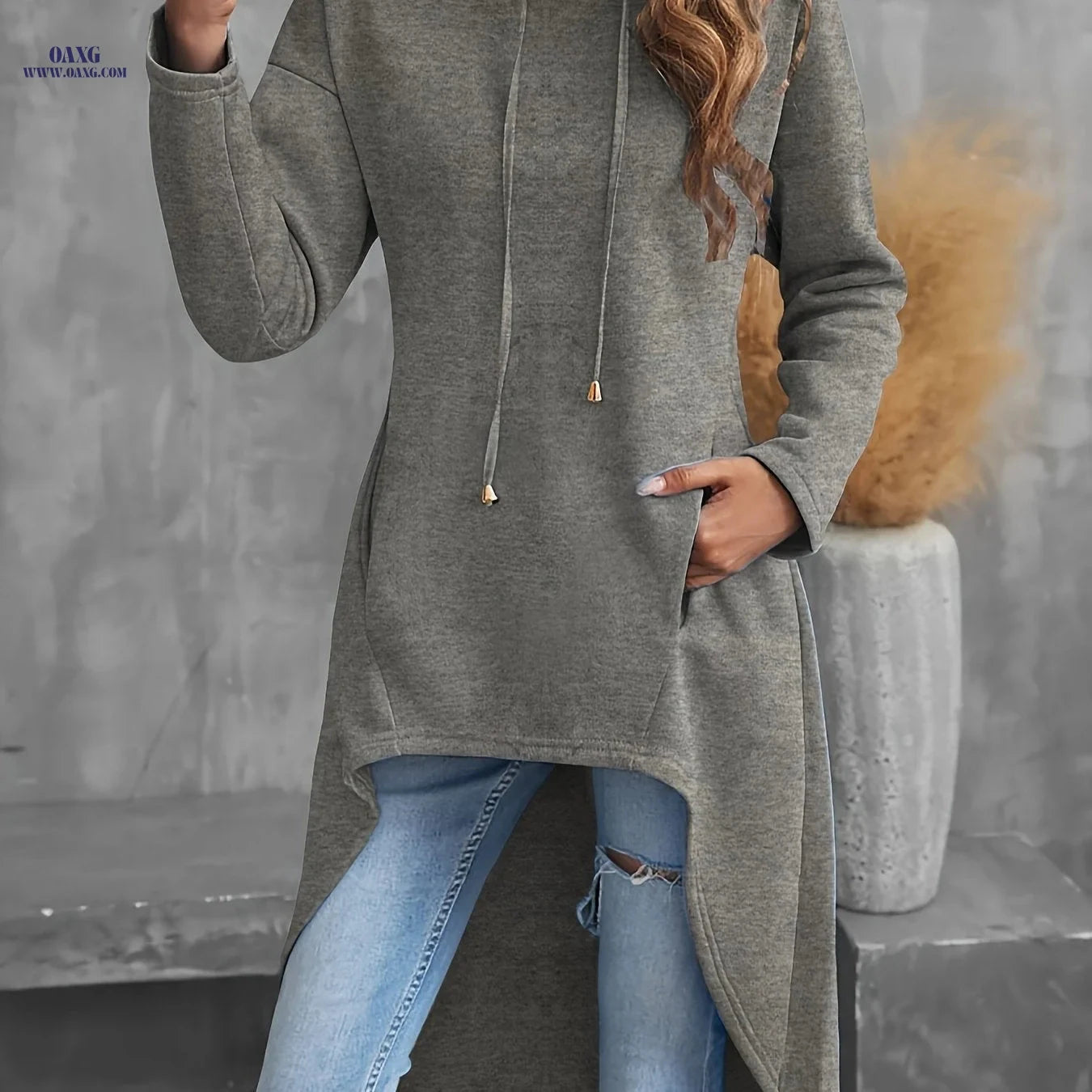 OAXG Directional Pocket Hoodie - Mid-Length Sweatshirt for Spring/Fall   OAXG 