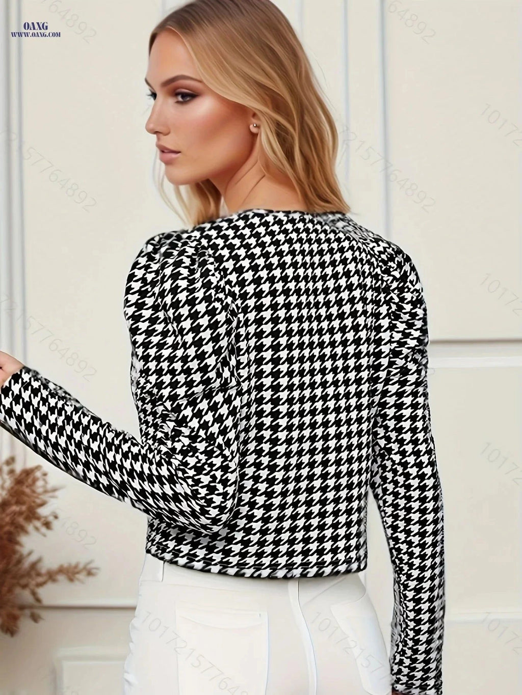 OAXG Dual-Tone Checkered Jacket - Casual Mid Elasticity Style   OAXG Black And White Color / S