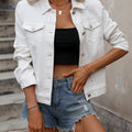 OAXG Elegant Denim Jacket - Long Sleeve, Straight Shoulder Design   OAXG 