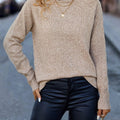 OAXG Elegant High Neck Pullover Sweater - Warm Fall/Winter Knit   OAXG Khaki / S