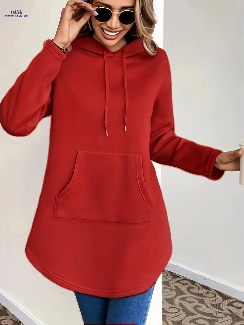 OAXG Elegant Solid Color Hoodie - Stylish Sweatshirt for Spring/Summer   OAXG 