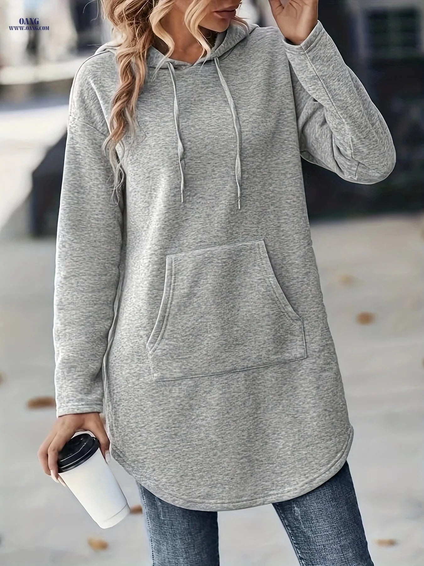 OAXG Elegant Solid Color Hoodie - Stylish Sweatshirt for Spring/Summer   OAXG 