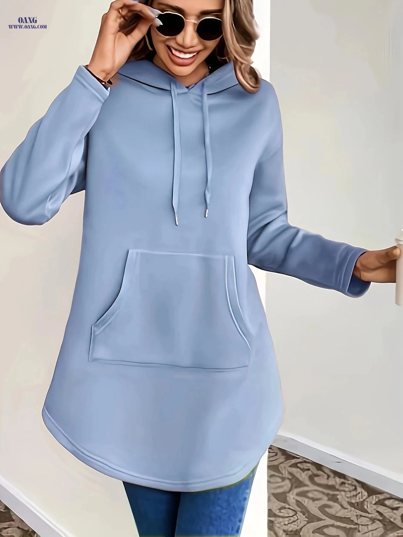 OAXG Elegant Solid Color Hoodie - Stylish Sweatshirt for Spring/Summer   OAXG 