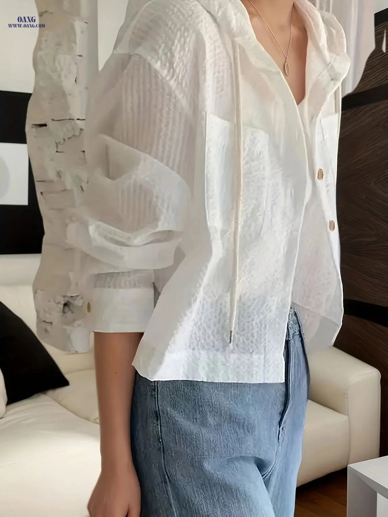 OAXG Elegant Striped Cropped Hoodie - Perfect for Spring & Summer   OAXG 