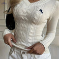 OAXG Elegant V-neck Long Sleeve Cardigan - Autumn/Winter Fit   OAXG Apricot / XXS
