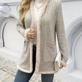 OAXG Elegant Women's Cardigan - Cozy Fuzzy Coat for Fall/Winter   OAXG Khaki / S