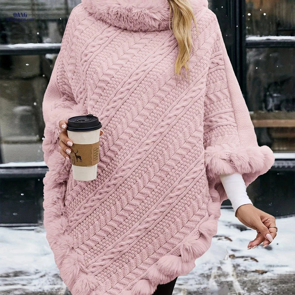 OAXG Elegant Women’s Diagonal Striped Shawl - Stylish & Warm   OAXG Pink / One-size