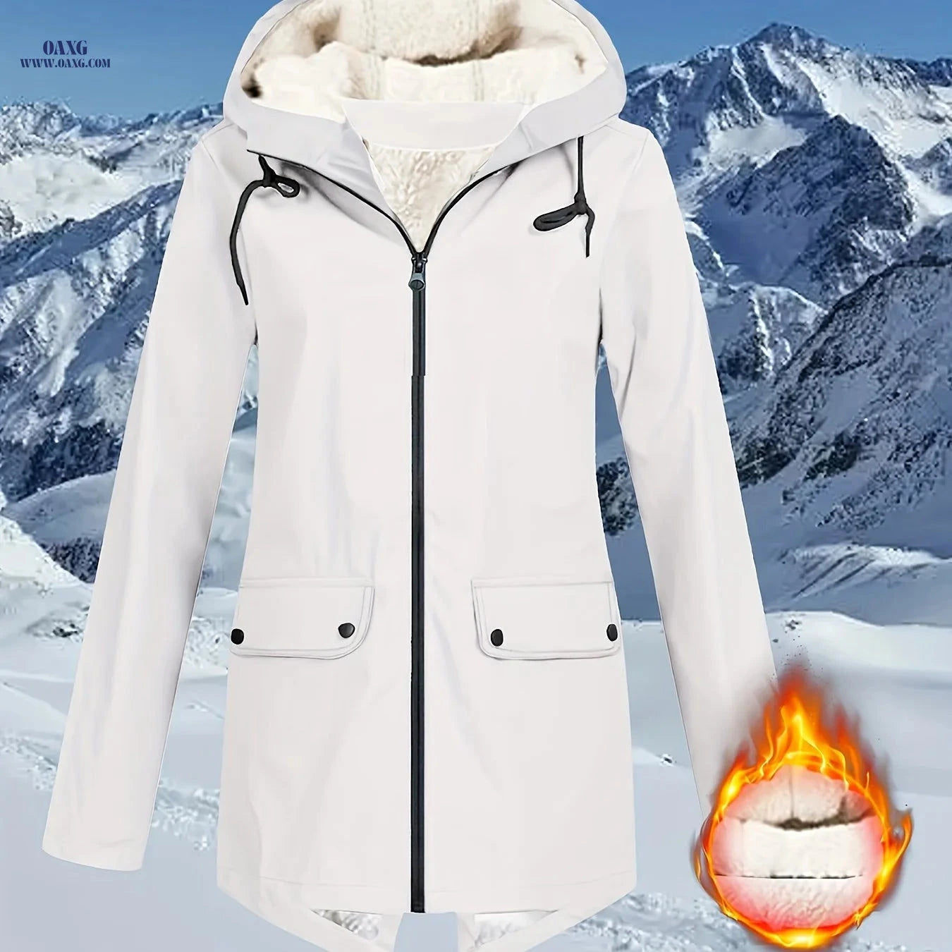 OAXG Elegant Women's Hooded Trench Coat - Autumn/Winter with Pockets   OAXG 