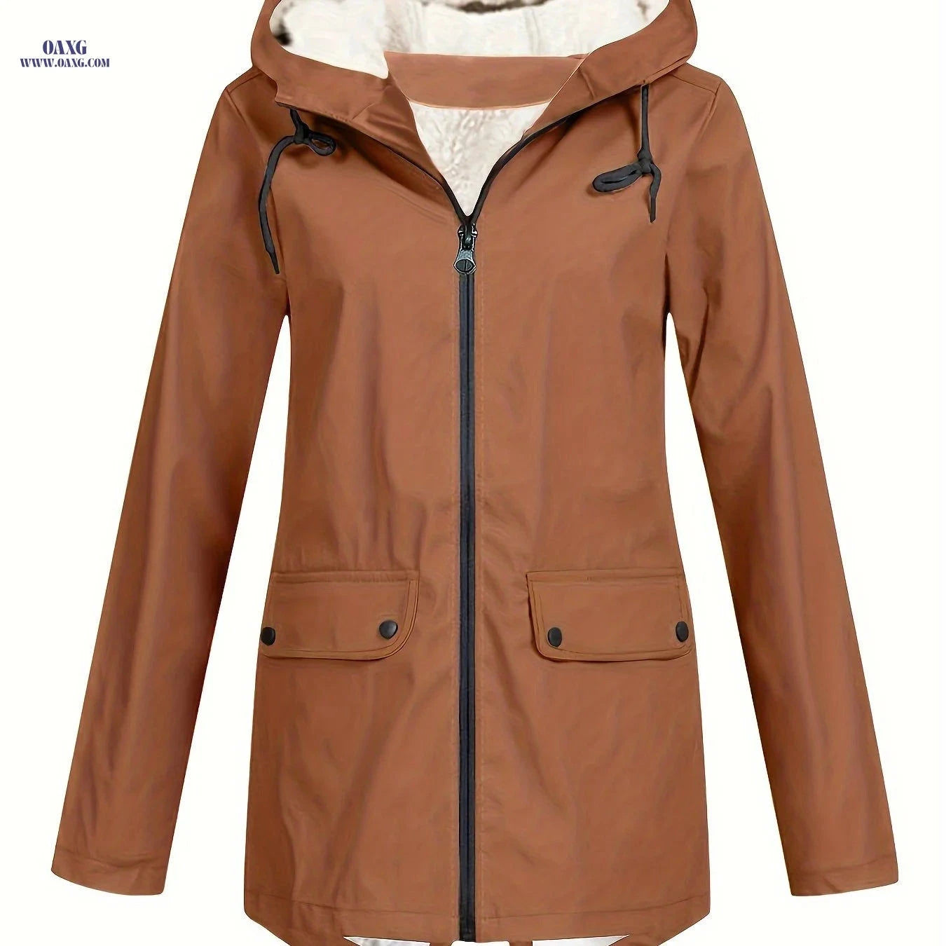 OAXG Elegant Women's Hooded Trench Coat - Autumn/Winter with Pockets   OAXG 
