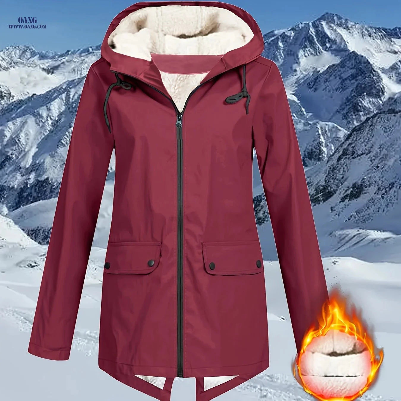 OAXG Elegant Women's Hooded Trench Coat - Autumn/Winter with Pockets   OAXG 
