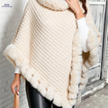 OAXG Elegant Women's Waffle Shawl Pullover - Perfect for Fall/Winter   OAXG Beige / One-size