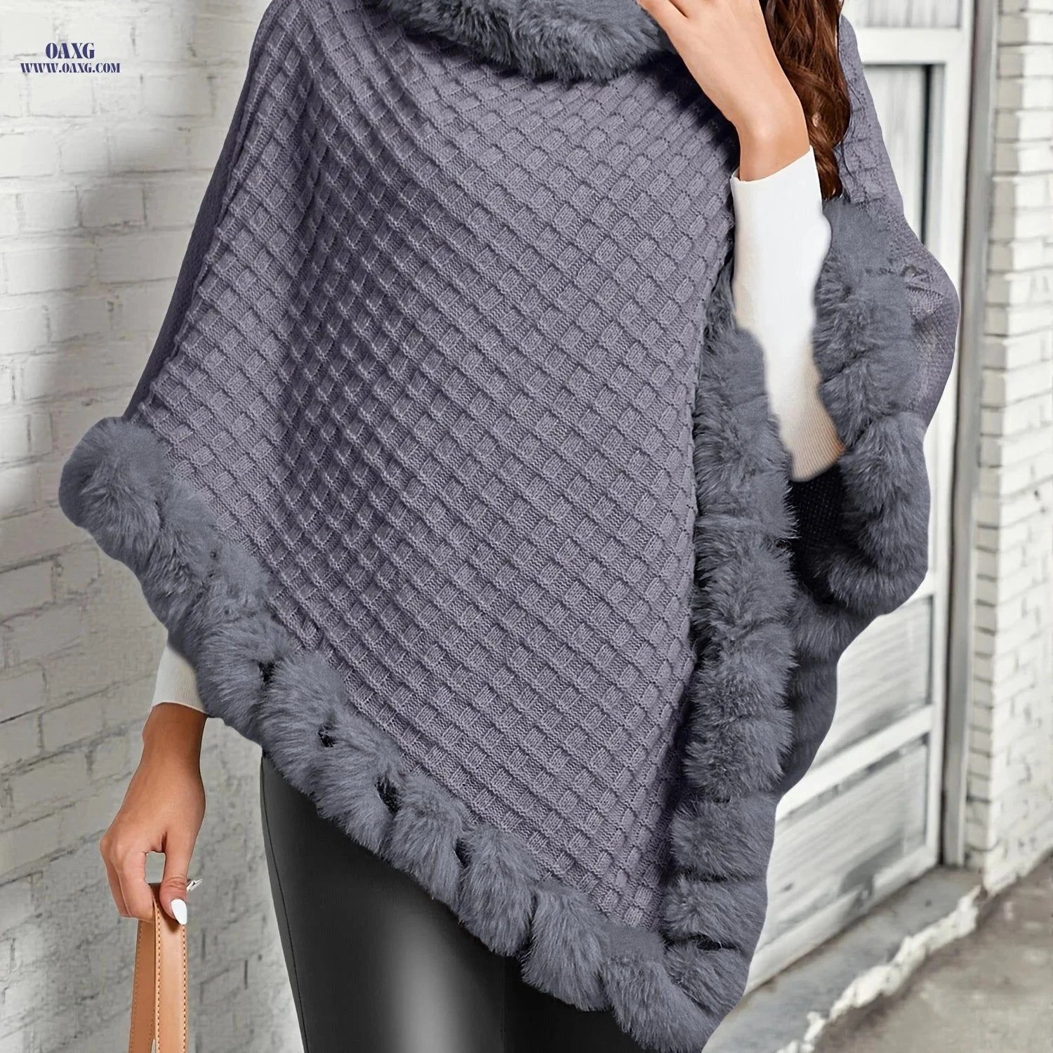 OAXG Elegant Women's Waffle Shawl Pullover - Perfect for Fall/Winter   OAXG Beige / One-size