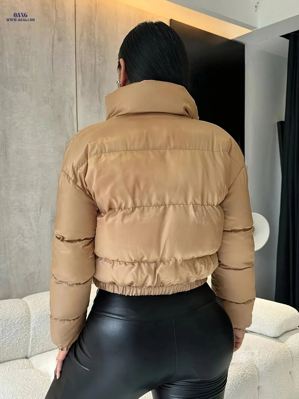 OAXG Fitted Cropped Jacket - Long Sleeve Zippered Women's Y2K Style   OAXG Black / S