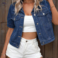 OAXG Flap Pocket Denim Jacket - Short Sleeve, Elegant Style for Spring   OAXG 