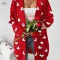 OAXG Heart-Patterned Cardigan - Elegant Valentine’s Day Style   OAXG Red / S